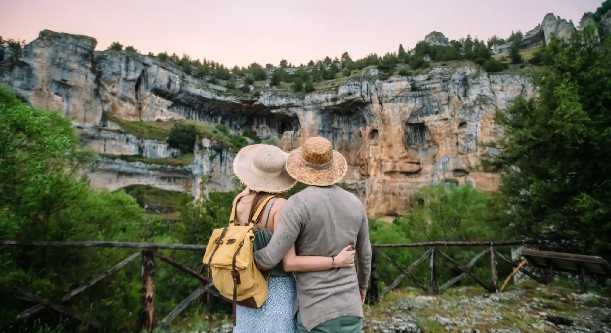 Couple enjoying scenic mountain adventure at Jebel Jais viewpoint