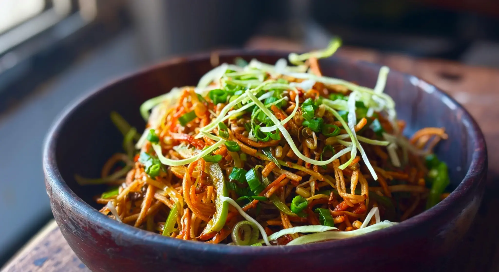 Indian street style noodles and vegetables