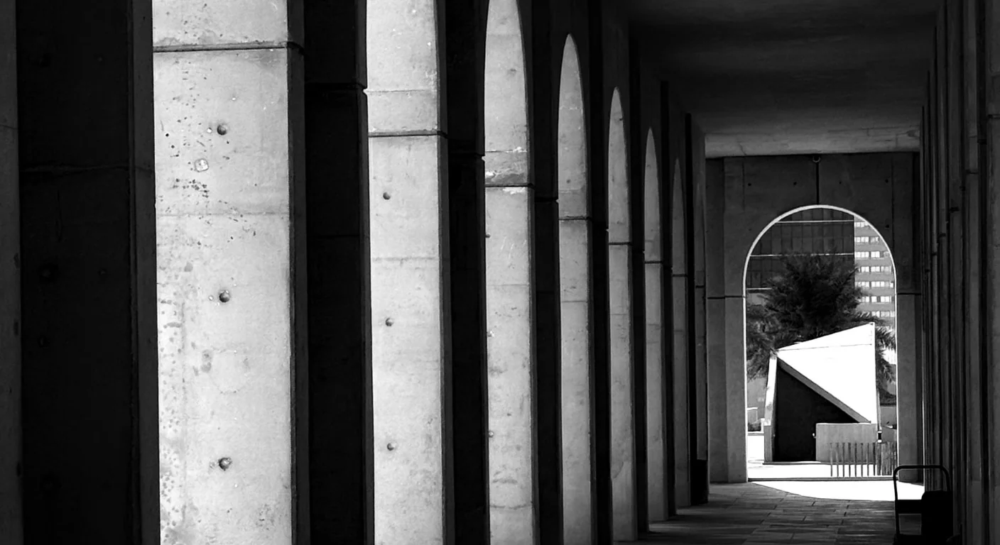 Modern architectural arches and corridors in Abu Dhabi