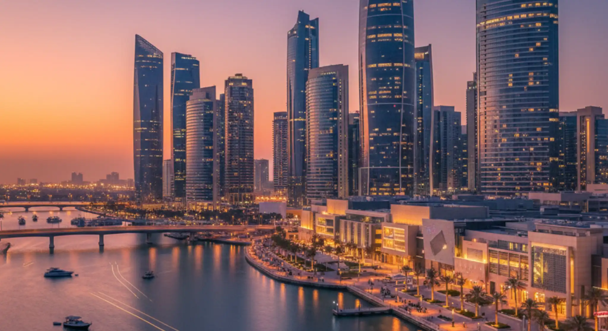 Island fort and turquoise lagoon with traditional dhow boats aerial view