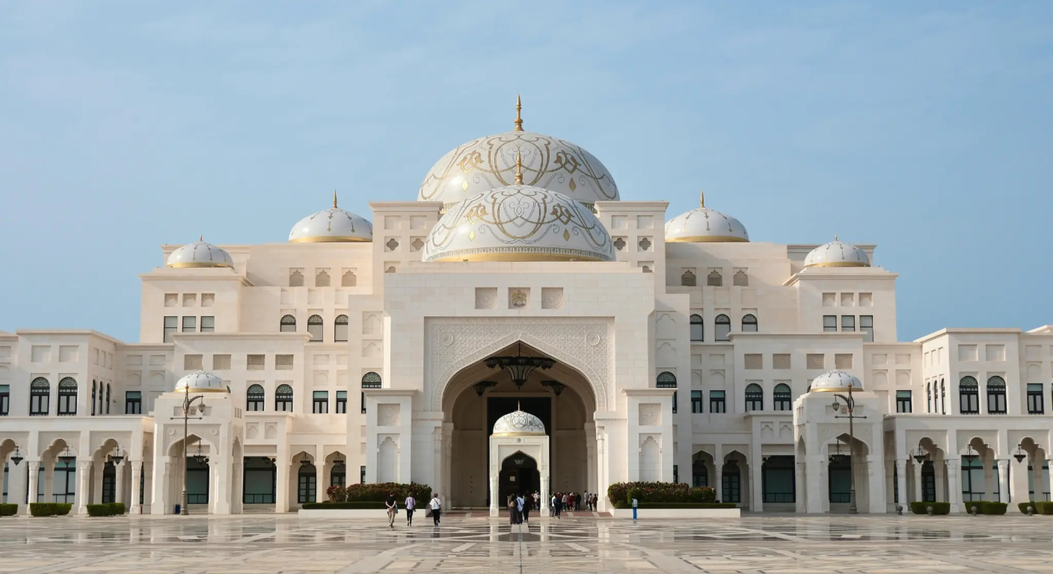 Qasr Al Watan Presidential Palace Abu Dhabi front facade.