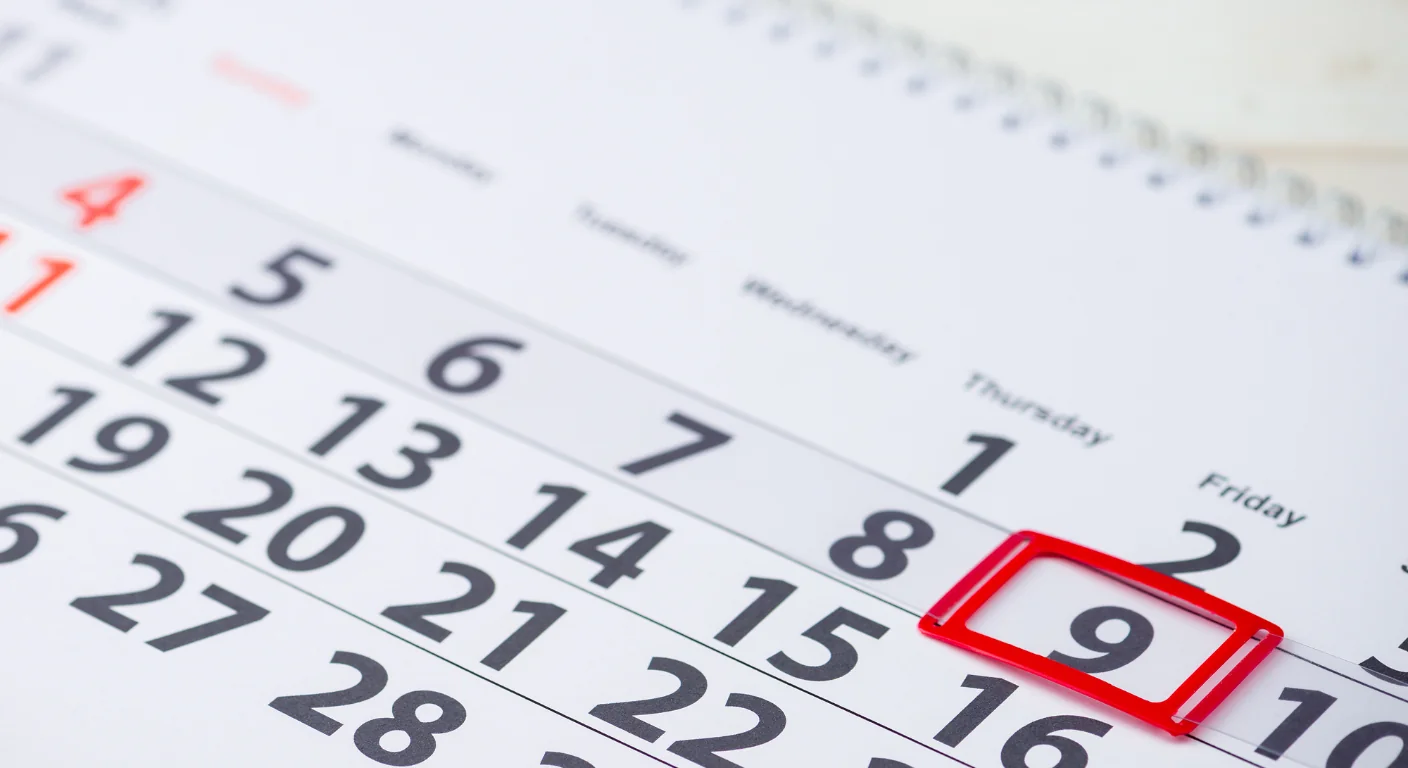 Calendar page with date highlighted in red.