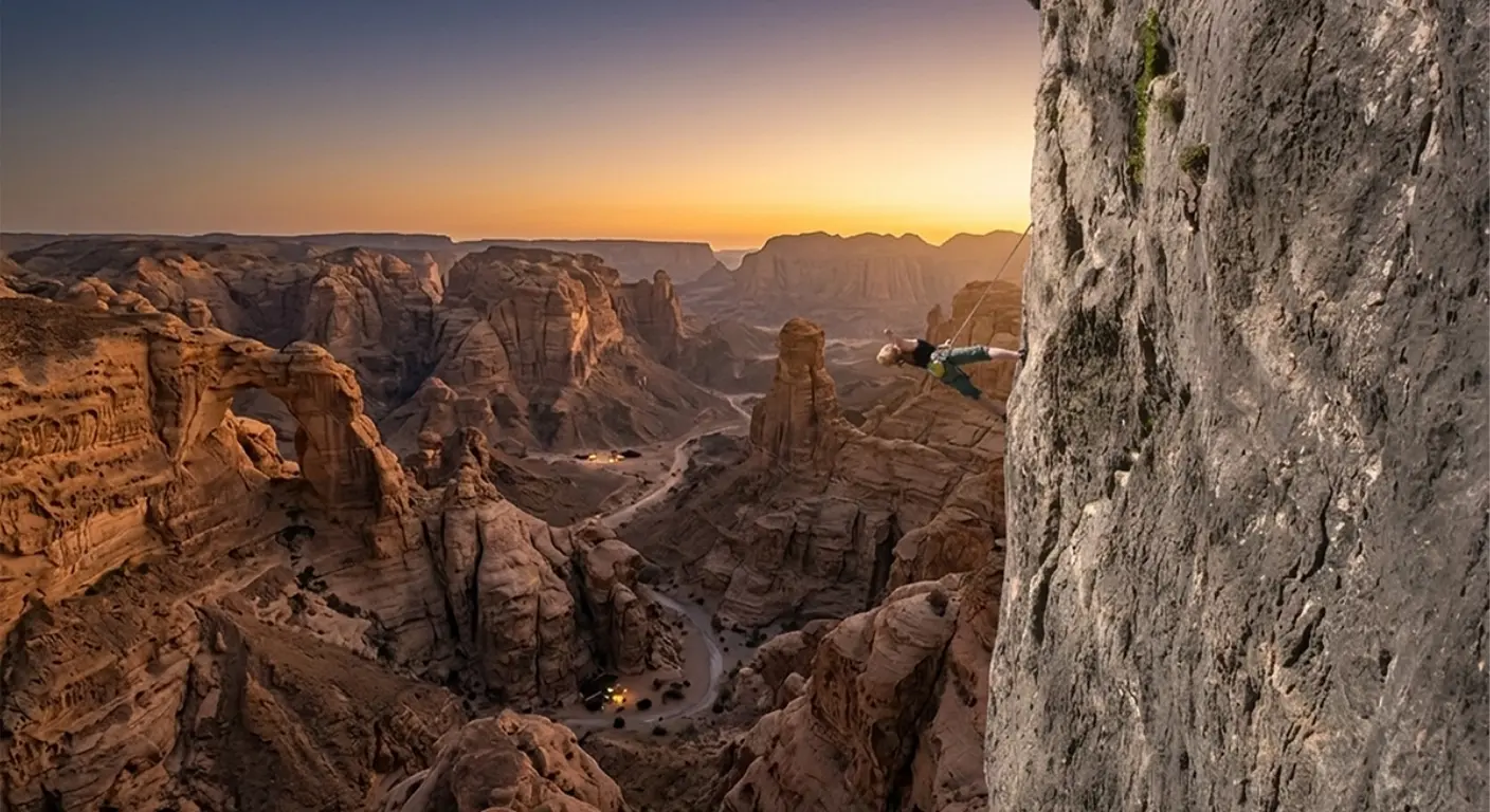 Jebel Jais zipline adventure over mountain canyon in Ras Al Khaimah UAE