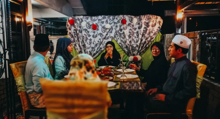 Arabian-nights style dining room at Siraj restaurant, Souk Al Bahar, Downtown Dubai
