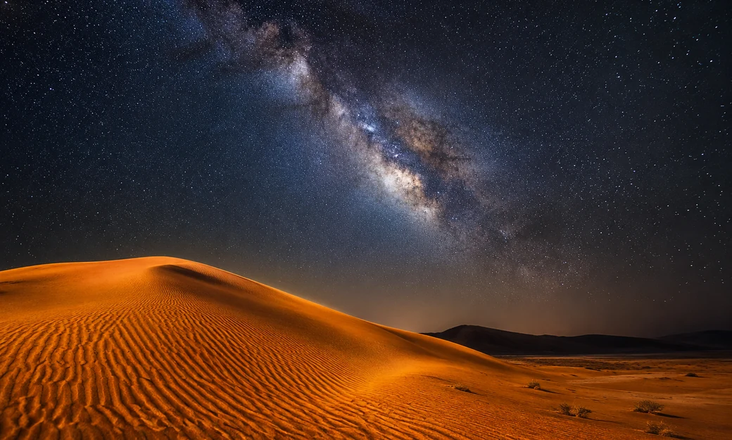 Milky Way visible above the desert dunes at Al Quaa in Abu Dhabi