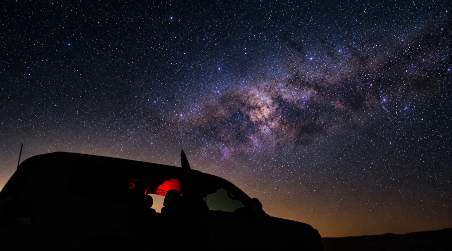 Milky Way visible above the desert dunes at Al Quaa in Abu Dhabi