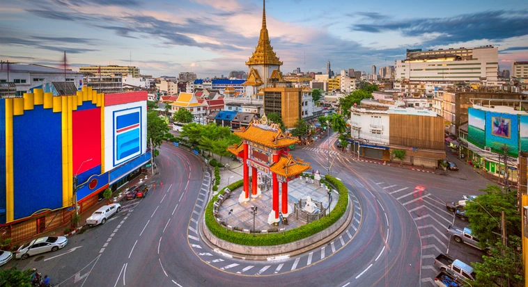 Bangkok Chinatown cityscape and streets in Thailand