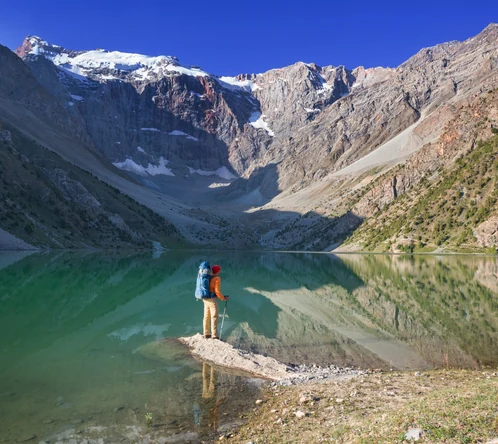 Iskanderkul lake in the Fann Mountains on the Tajikistan and Uzbekistan tour