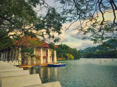The Temple of the Sacred Tooth beside Kandy Lake, shot on location by Jude Abraham for Arabiers
