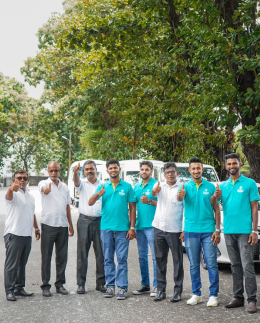 Jude Abraham with the Arabiers Sri Lanka driver and guide team in Colombo, each driver is personally vetted by Jude before being assigned to any guest itinerary